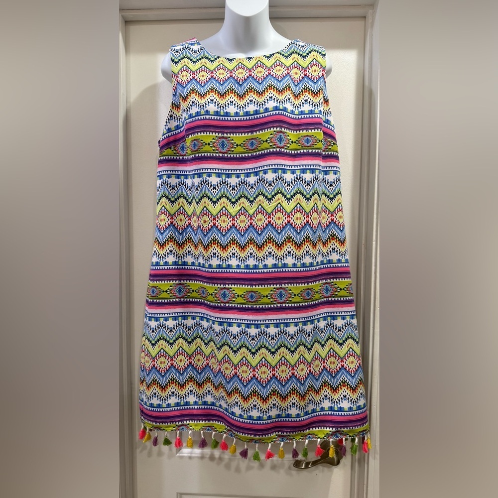 Madison Leigh Sleeveless Multicolored PomPom Dress Size 16